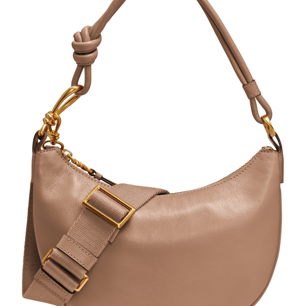 Donna Karan Roslyn Small Leather Hobo Bag - Fawn